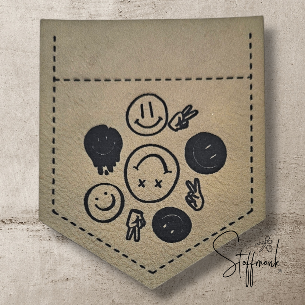 BIG Taschen-Label - " Smilie all " -  Höhe ca. 8 cm - Kunstleder ++ Farbauswahl ++